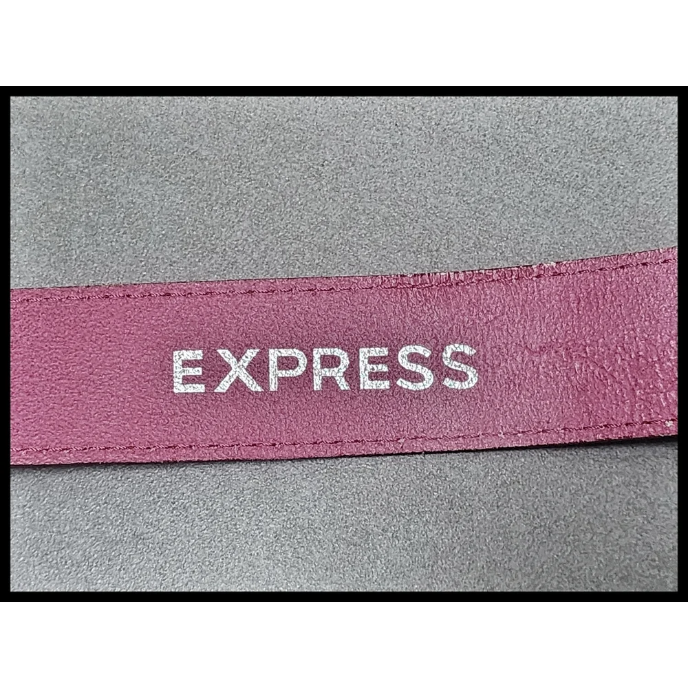 Express Genuine Leather Belt Made In Italy Metal D Buckle Rasberry Red Small